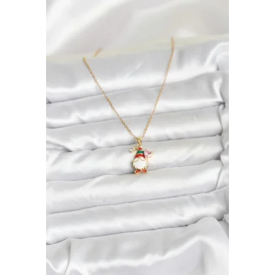 BUĞZ 316L Çelik Zincir Gold Renk Yılbaşı Teması Kadın Kolye - Lisinya