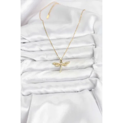BUĞZ 316L Çelik Zincir Gold Renk Yusufçuk Model Kadın Kolye - Lisinya