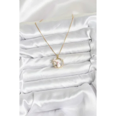 BUĞZ 316L Çelik Zincir Gold Zirkon Taşlı Yılbaşı Temalı Kadın Kolye - Lisinya