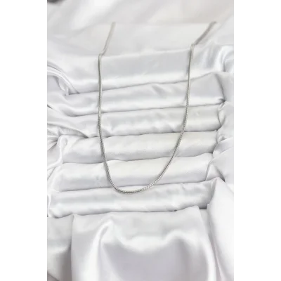BUĞZ 316L Çelik Zincir Gümüş Renk 60 cm Yılan Zincir Kadın Kolye - Lisinya