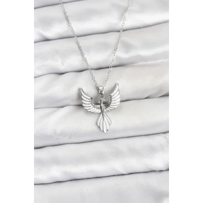 BUĞZ 316L Çelik Zincir Gümüş Renk Anka Kuşu Model Kadın Kolye