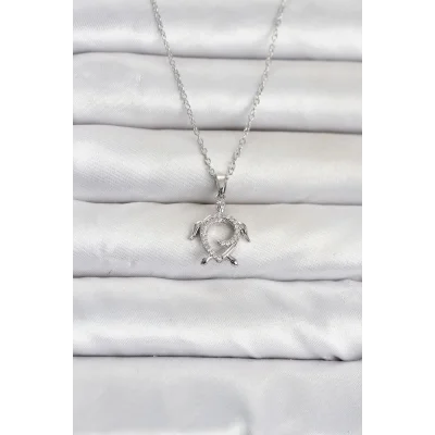 BUĞZ 316L Çelik Zincir Gümüş Renk Caretta Caretta Model Kadın Kolye