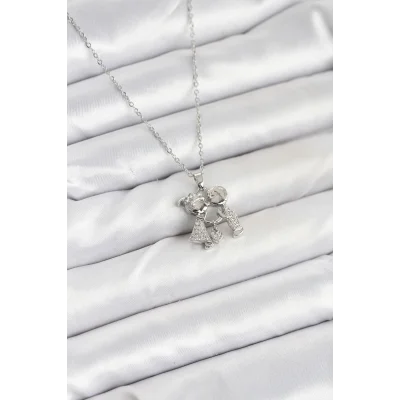 BUĞZ 316L Çelik Zincir Gümüş Renk Erkek Kız Model Kadın Kolye