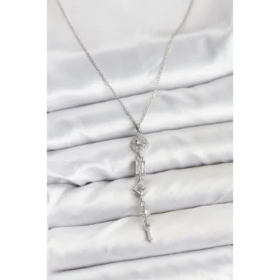 BUĞZ 316L Çelik Zincir Gümüş Renk Kutup Yıldızı Enerji Model Kadın Y Kolye