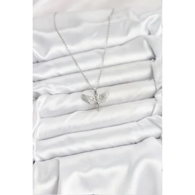 BUĞZ 316L Çelik Zincir Gümüş Renk Melek Model Kadın Kolye - Lisinya