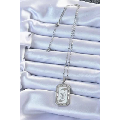 BUĞZ 316L Çelik Zincir Gümüş Renk Mineli Zirkon Taşlı Göz Figür Tarot Kolye - Lisinya