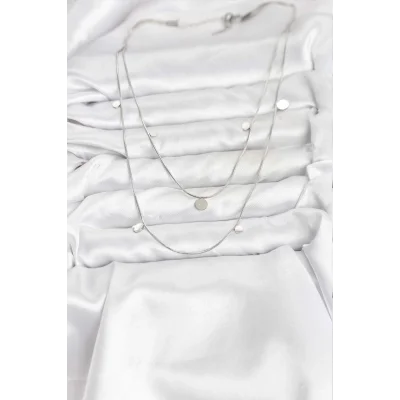 BUĞZ 316L Çelik Zincir Gümüş Renk Pullu Kadın Kolye - Lisinya