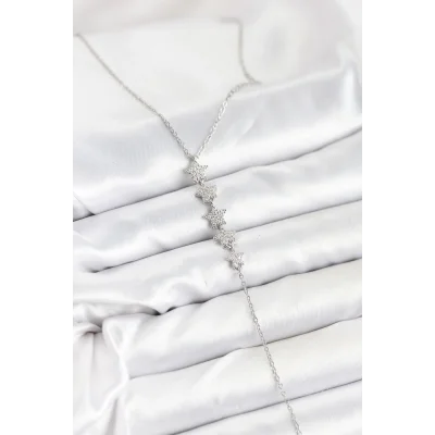 BUĞZ 316L Çelik Zincir Gümüş Renk Yıldız Model Y Kolye