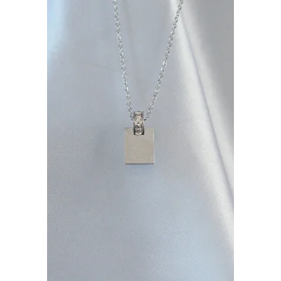 BUĞZ 316L Çelik Zincir Gümüş Renk Zirkon Taşlı Aşk Mektubu Kolye