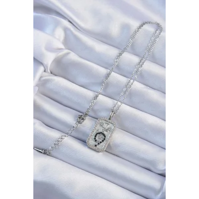 BUĞZ 316L Çelik Zincir Gümüş Renk Zirkon Taşlı Minimal Papatya Figürlü Tarot Kolye - Lisinya