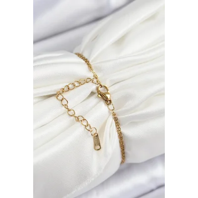 BUĞZ 316L Çelik Zincir Mineli Sanatsal Portre Zirkon Taşlı Gezegen Model Gold Renk Kadın Bileklik - Lisinya