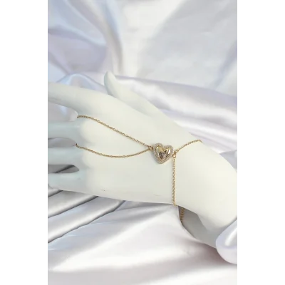 BUĞZ 316L Çelik Zincirli Gold Renk Kalp Figürlü Şahmeran