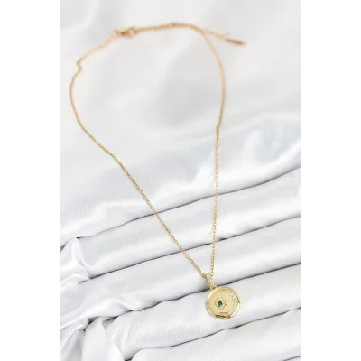 BUĞZ 316L Çelik Zirkon Taşlı Ay Ve Güneş Model Gold Renk Kadın Kolye - Lisinya