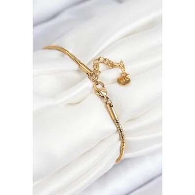 BUĞZ 316L Çelik Zirkon Taşlı Göz Charm Model Gold Renk Kadın Bileklik - Lisinya