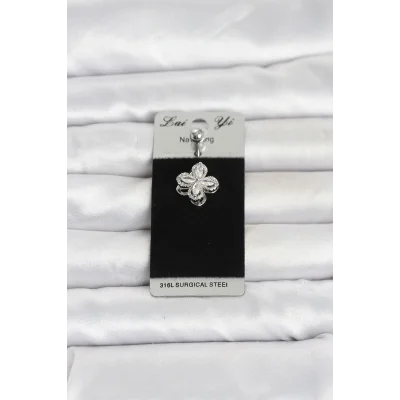 BUĞZ 316L Cerrahi Çelik Döner Yonca Model Göbek Piercing