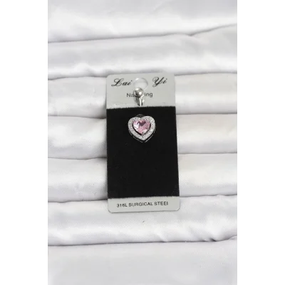 BUĞZ 316L Cerrahi Çelik Pembe Kalp Model Göbek Piercing