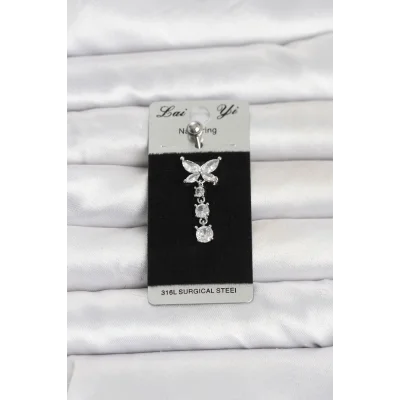 BUĞZ 316L Cerrahi Çelik Sallantılı Kelebek Model Göbek Piercing