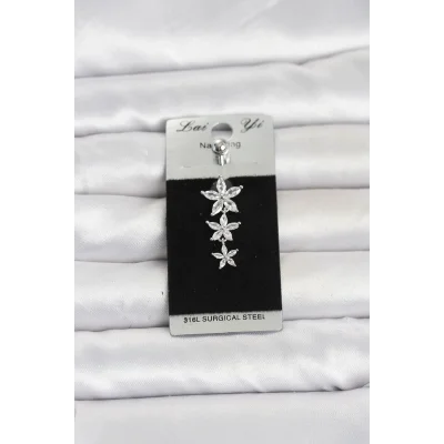BUĞZ 316L Cerrahi Çelik Sallantılı Sıralı Lotus Model Göbek Piercing