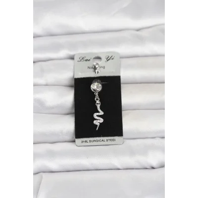 BUĞZ 316L Cerrahi Çelik Sallantılı Yılan Model Göbek Piercing