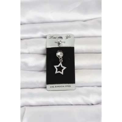 BUĞZ 316L Cerrahi Çelik Sallantılı Yıldız Model Göbek Piercing
