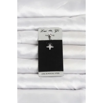 BUĞZ 316L Cerrahi Çelik Yıldız Model Zirkon Taşlı Göbek Piercing
