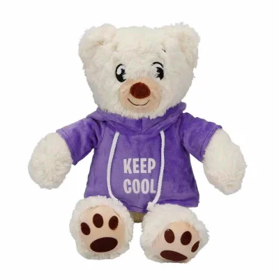 BUĞZ Renkli Kapüşonlu Sweatshirt Giyen 30 cm Peluş Ayı Oyuncak Hediyelik BX-313551