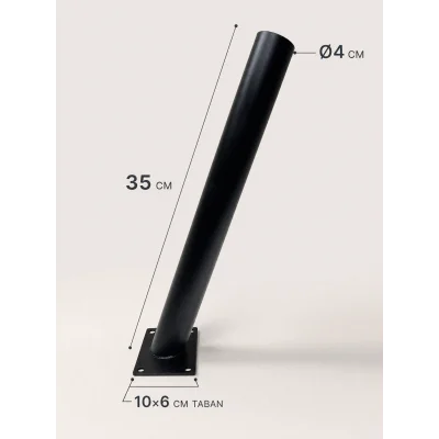 BUĞZ 35 cm Siyah Metal Dış Mekan Sokak Armatürü Montaj Konsolu 4 cm Boru 10x6 cm Tabanlı