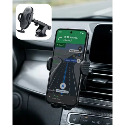 BUĞZ 360° Döner Araç Telefon Tutucu Otomatik Kilit Mekanizmalı Stand