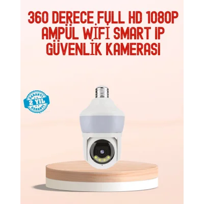 BUĞZ 360° Full HD Wi-Fi Akıllı Ampül Kamera Gece Görüşlü
