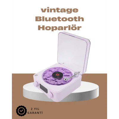 BUĞZ 360° Sesli Kablosuz Hoparlör – Retro Tasarım ve Projektör Işığı