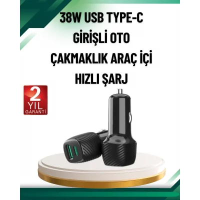 BUĞZ 3A Güç Kapasiteli USB & Type-C Çakmaklık Şarj Adaptörü