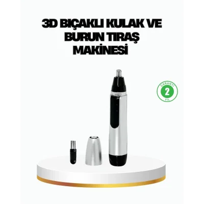 BUĞZ 3D Bıçaklı Burun ve Kulak Tıraş Makinesi Pil ile Çalışan Taşınabilir Model