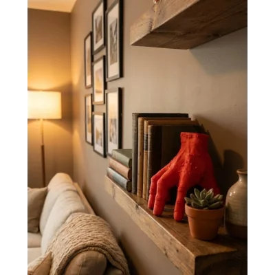 BUĞZ 3D Dekoratif Kırmızı El Biblo 17x16 cm Modern Ev Aksesuarı