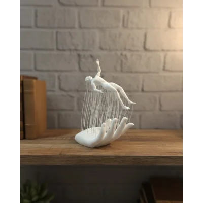 BUĞZ 3D El Formlu İnsan Figürü Beyaz Modern Ev ve Ofis Dekoru