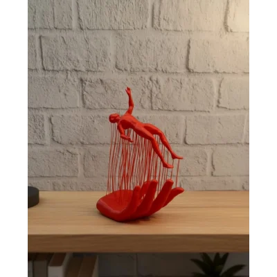 BUĞZ 3D El Formlu İnsan Figürü Kırmızı Soyut Tasarım Dekoratif Biblo 12x18 cm