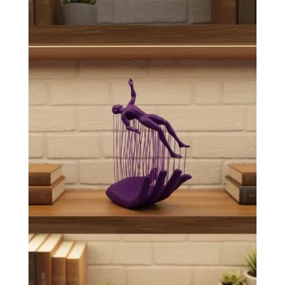 BUĞZ 3D El Formlu İnsan Figürü Mor Özgün Sanat Biblosu 12x18 cm