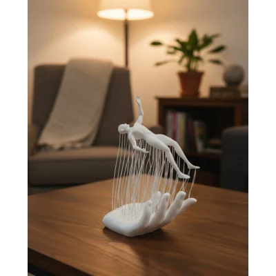 BUĞZ 3D El İnsan Figürü Beyaz Modern Sanatsal Dekoratif Biblo