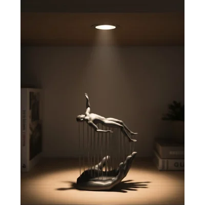 BUĞZ 3D El Üzerinde İnsan Figürü Gri Minimal Masa Üstü Dekor