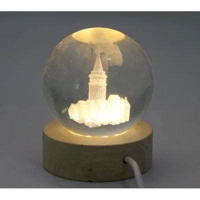  3D İstanbul Temalı Kristal Cam Küre Led Lamba Model 3