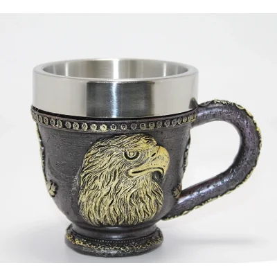 BUĞZ 3D Kabartmalı Kartal Büstü Paslanmaz Çelik Kupa Bardak