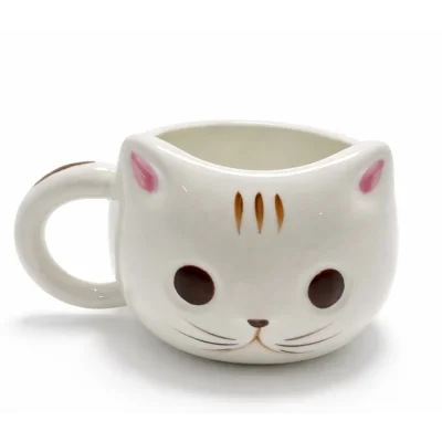 BUĞZ 3D Kedi Tasarımlı Kabartmalı Seramik Kupa Bardak