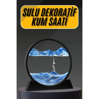 3D Led Işıklı Kum Saati Gece Lambası Hareketli Sulu Kum Saati Dekoratif