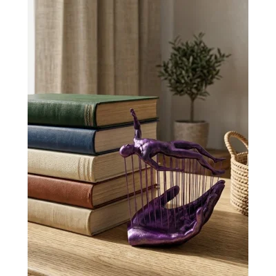 BUĞZ 3D Mor İnsan Figürü Dekoratif Duvar ve Masa Üstü Sanat Objesi