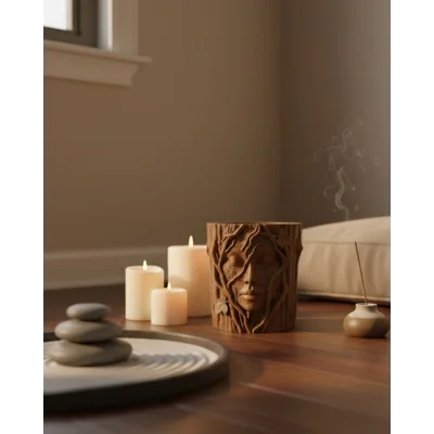 BUĞZ 3D Yüz Figürlü Doğa Konseptli Dekoratif Saksı Şık Vazo Tasarımı