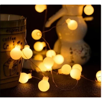 BUĞZ 3m 20 Led Beyaz Top Gün Işığı Pilli 2 Kademeli Mz-4