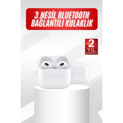  3.Nesil İOS Android Uyumlu Bluetooth 5.0 Beyaz Çağrı Cevaplama