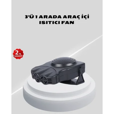 BUĞZ 3’ü 1 Arada Araç İçi Isıtıcı ve Fan 150W Güçlü ve 360° Dönebilen Başlıklı