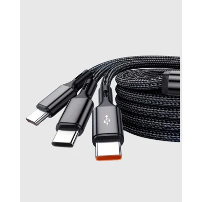 BUĞZ 3’ü 1 Arada Şarj Kablosu Type-C iOS Android Uyumlu Hızlı ve Güvenli Şarj - Lisinya