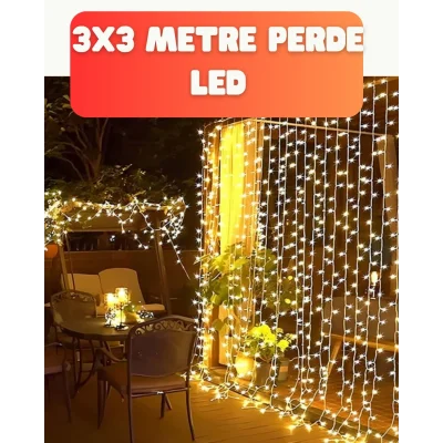 BUĞZ 3x3 Metre Şelale LED Perde Işık İç Dış Mekân Dekorasyonu