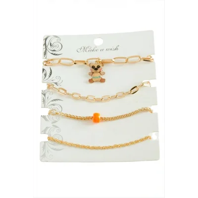 BUĞZ 4 Adet Ayıcık Trend Zincir Bileklik